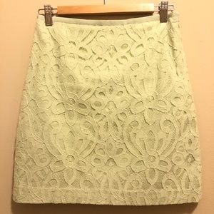 LOFT light green lace skirt
